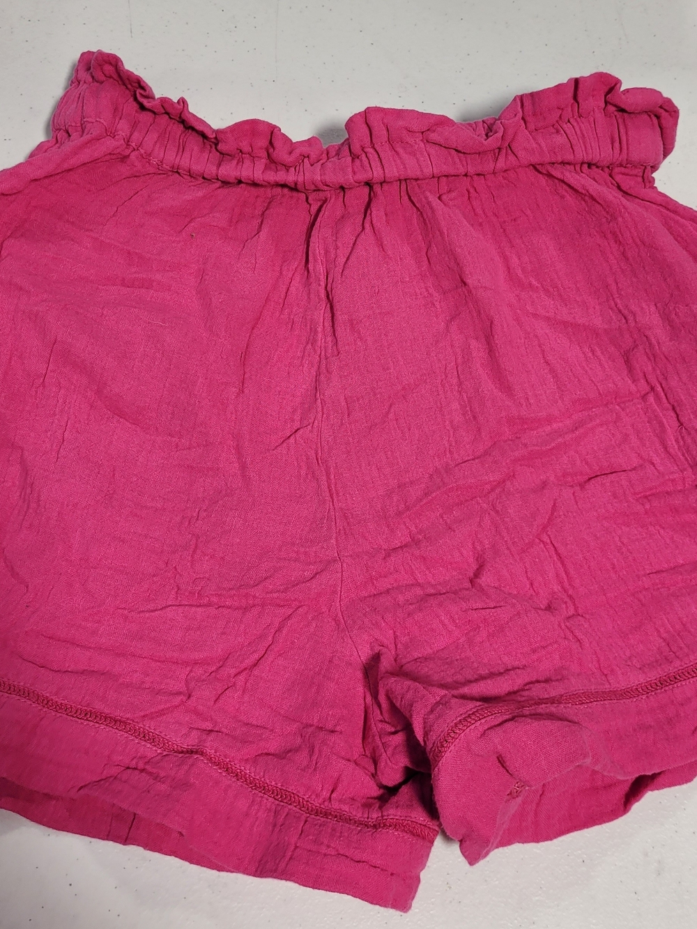 High-Waist Ruffle Drawstring Shorts in Hot Pink - Picture 3 of 3